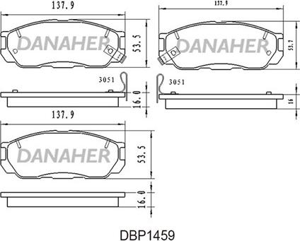 Danaher DBP1459 - Əyləc altlığı dəsti, əyləc diski furqanavto.az