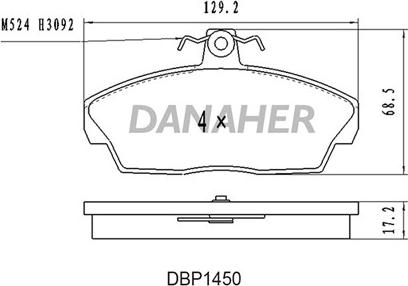 Danaher DBP1450 - Əyləc altlığı dəsti, əyləc diski furqanavto.az