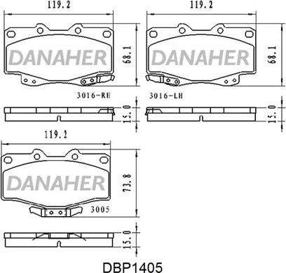 Danaher DBP1405 - Əyləc altlığı dəsti, əyləc diski furqanavto.az