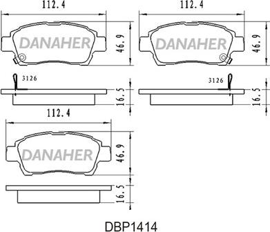 Danaher DBP1414 - Əyləc altlığı dəsti, əyləc diski furqanavto.az