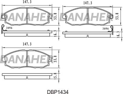 Danaher DBP1434 - Əyləc altlığı dəsti, əyləc diski furqanavto.az