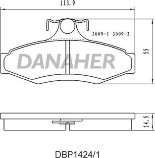 Danaher DBP1424/1 - Əyləc altlığı dəsti, əyləc diski furqanavto.az