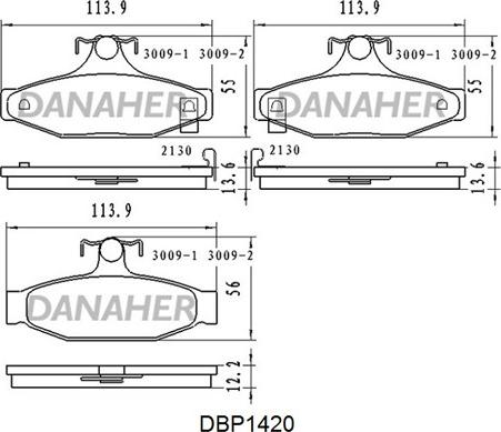 Danaher DBP1420 - Əyləc altlığı dəsti, əyləc diski furqanavto.az