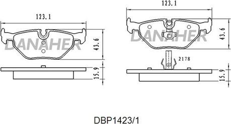 Danaher DBP1423/1 - Əyləc altlığı dəsti, əyləc diski furqanavto.az