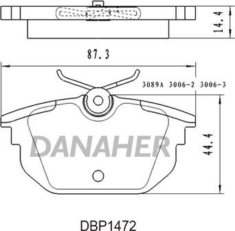 Danaher DBP1472 - Əyləc altlığı dəsti, əyləc diski furqanavto.az