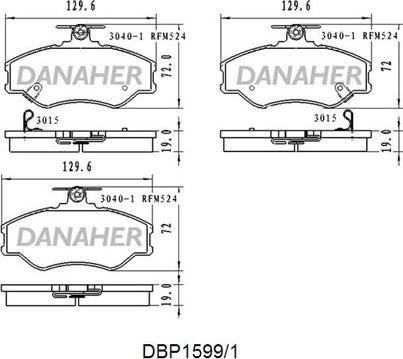 Danaher DBP1599/1 - Əyləc altlığı dəsti, əyləc diski furqanavto.az
