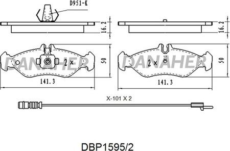 Danaher DBP1595/2 - Əyləc altlığı dəsti, əyləc diski furqanavto.az