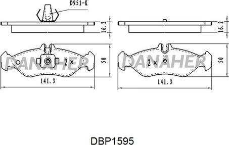 Danaher DBP1595 - Əyləc altlığı dəsti, əyləc diski furqanavto.az