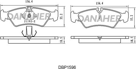 Danaher DBP1596 - Əyləc altlığı dəsti, əyləc diski furqanavto.az