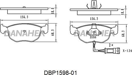 Danaher DBP1598-01 - Əyləc altlığı dəsti, əyləc diski furqanavto.az