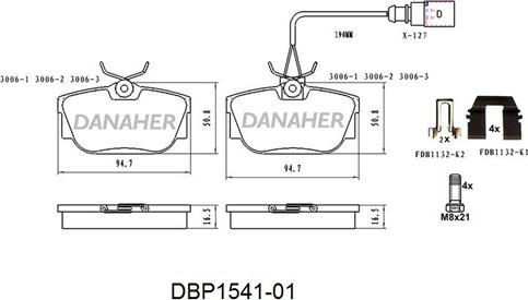 Danaher DBP1541-01 - Əyləc altlığı dəsti, əyləc diski furqanavto.az