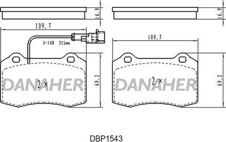 Danaher DBP1543 - Əyləc altlığı dəsti, əyləc diski furqanavto.az