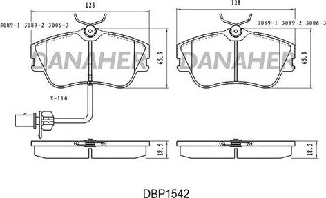 Danaher DBP1542 - Əyləc altlığı dəsti, əyləc diski furqanavto.az