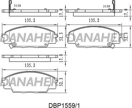 Danaher DBP1559/1 - Əyləc altlığı dəsti, əyləc diski furqanavto.az