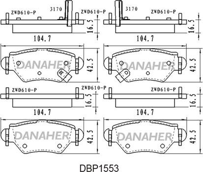 Danaher DBP1553 - Əyləc altlığı dəsti, əyləc diski furqanavto.az