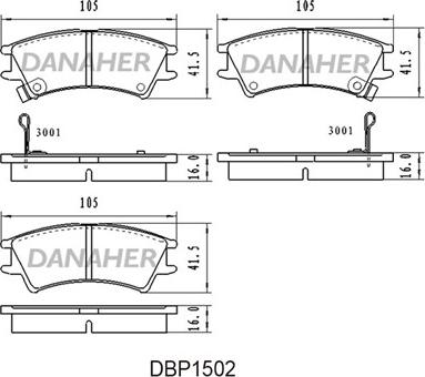 Danaher DBP1502 - Əyləc altlığı dəsti, əyləc diski furqanavto.az