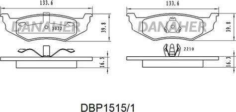 Danaher DBP1515/1 - Əyləc altlığı dəsti, əyləc diski furqanavto.az