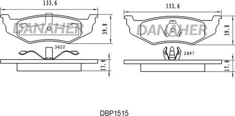 Danaher DBP1515 - Əyləc altlığı dəsti, əyləc diski furqanavto.az