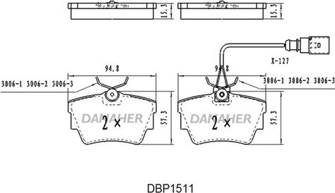 Danaher DBP1511 - Əyləc altlığı dəsti, əyləc diski furqanavto.az