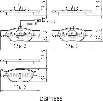 Danaher DBP1586 - Əyləc altlığı dəsti, əyləc diski furqanavto.az