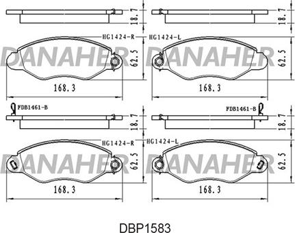 Danaher DBP1583 - Əyləc altlığı dəsti, əyləc diski furqanavto.az