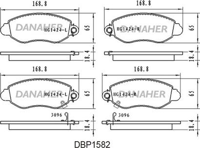 Danaher DBP1582 - Əyləc altlığı dəsti, əyləc diski www.furqanavto.az