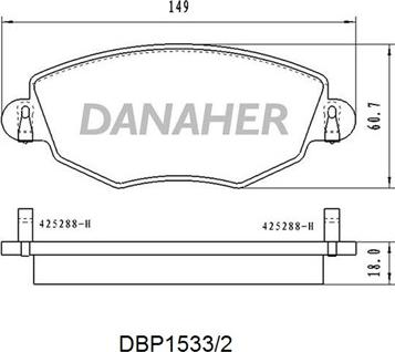 Danaher DBP1533/2 - Əyləc altlığı dəsti, əyləc diski furqanavto.az