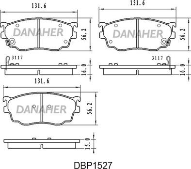 Danaher DBP1527 - Əyləc altlığı dəsti, əyləc diski furqanavto.az