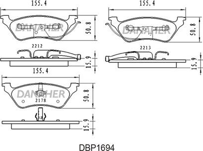 Danaher DBP1694 - Əyləc altlığı dəsti, əyləc diski furqanavto.az