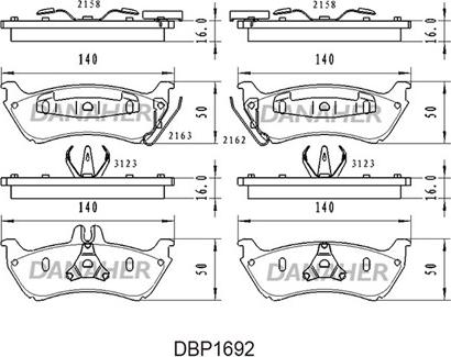 Danaher DBP1692 - Əyləc altlığı dəsti, əyləc diski furqanavto.az