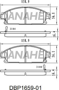 Danaher DBP1659-01 - Əyləc altlığı dəsti, əyləc diski furqanavto.az