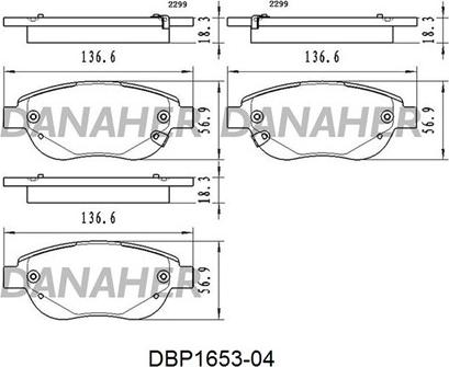 Danaher DBP1653-04 - Əyləc altlığı dəsti, əyləc diski furqanavto.az