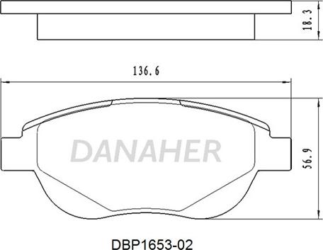Danaher DBP1653-02 - Əyləc altlığı dəsti, əyləc diski furqanavto.az