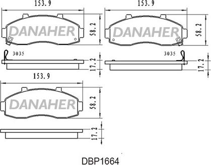 Danaher DBP1664 - Əyləc altlığı dəsti, əyləc diski furqanavto.az
