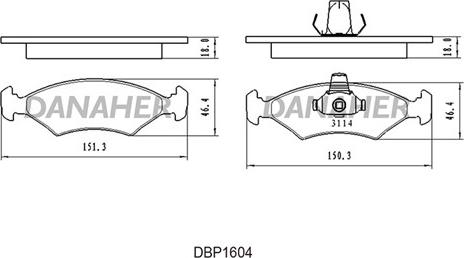 Danaher DBP1604 - Əyləc altlığı dəsti, əyləc diski furqanavto.az