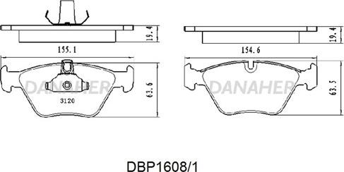 Danaher DBP1608/1 - Əyləc altlığı dəsti, əyləc diski furqanavto.az