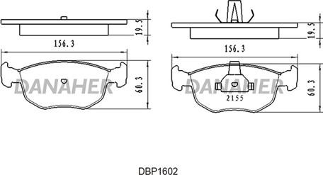 Danaher DBP1602 - Əyləc altlığı dəsti, əyləc diski furqanavto.az