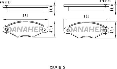 Danaher DBP1610 - Əyləc altlığı dəsti, əyləc diski furqanavto.az