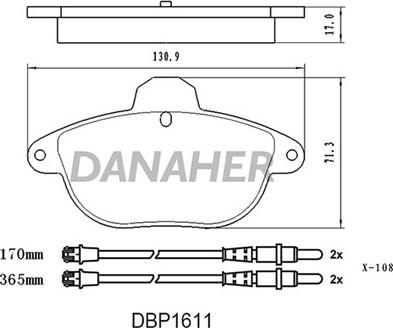 Danaher DBP1611 - Əyləc altlığı dəsti, əyləc diski furqanavto.az