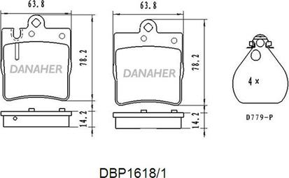 Danaher DBP1618/1 - Əyləc altlığı dəsti, əyləc diski furqanavto.az