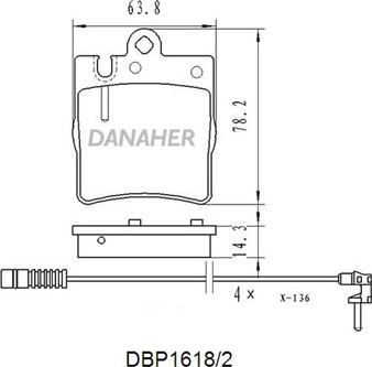 Danaher DBP1618/2 - Əyləc altlığı dəsti, əyləc diski furqanavto.az