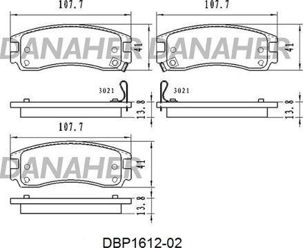 Danaher DBP1612-02 - Əyləc altlığı dəsti, əyləc diski furqanavto.az