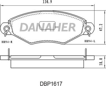 Danaher DBP1617 - Əyləc altlığı dəsti, əyləc diski furqanavto.az