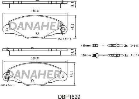 Danaher DBP1629 - Əyləc altlığı dəsti, əyləc diski furqanavto.az