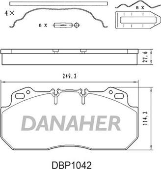 Danaher DBP1042 - Əyləc altlığı dəsti, əyləc diski furqanavto.az