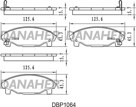 Danaher DBP1064 - Əyləc altlığı dəsti, əyləc diski furqanavto.az