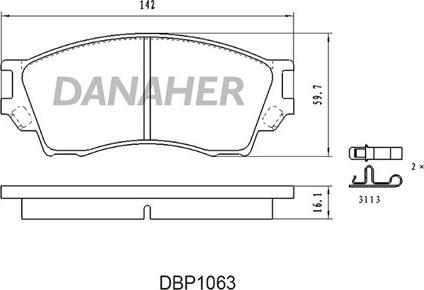 Danaher DBP1063 - Əyləc altlığı dəsti, əyləc diski furqanavto.az