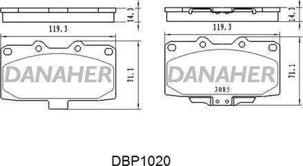 Danaher DBP1020 - Əyləc altlığı dəsti, əyləc diski furqanavto.az