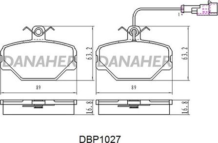 Danaher DBP1027 - Əyləc altlığı dəsti, əyləc diski furqanavto.az