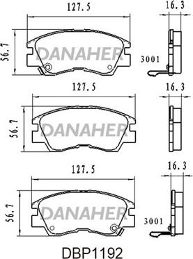 Danaher DBP1192 - Əyləc altlığı dəsti, əyləc diski furqanavto.az